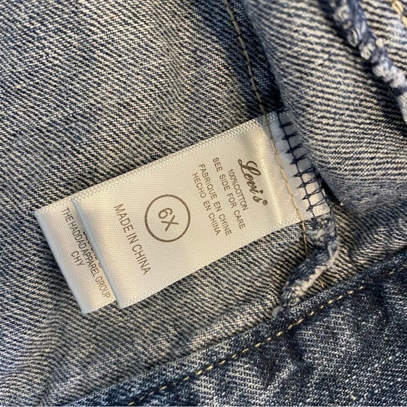 Levi's Jean Jacket Girl's Size 6X Blue Denim Cotton Trucker Plastic Button Cute - Picture 7 of 13